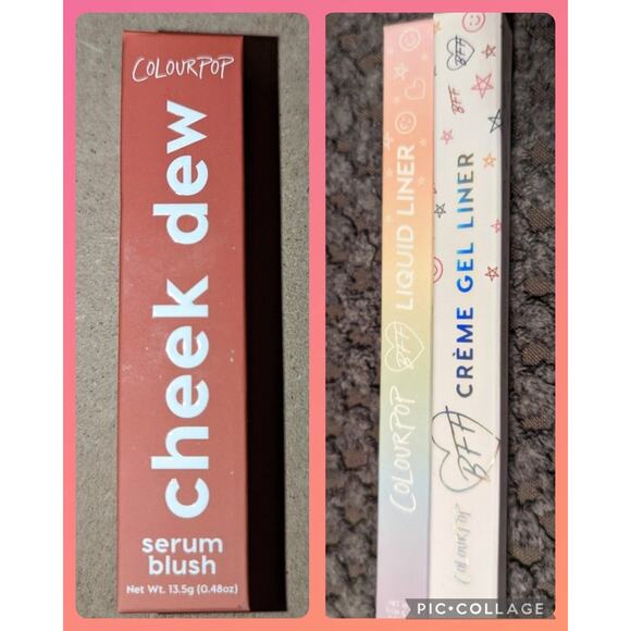 ColourPop Cosmetics liquid eyeliner and Cheek Dew blush - Picture 1 of 5